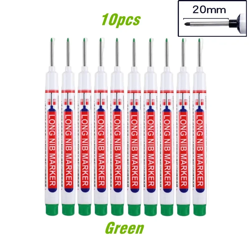 10 stks/set Multifunctionele 20mm Diep Gat Lange Nib Hoofd Marker Voor Metalen Perforeren Pen Waterdichte Badkamer Houtbewerking decor Tool