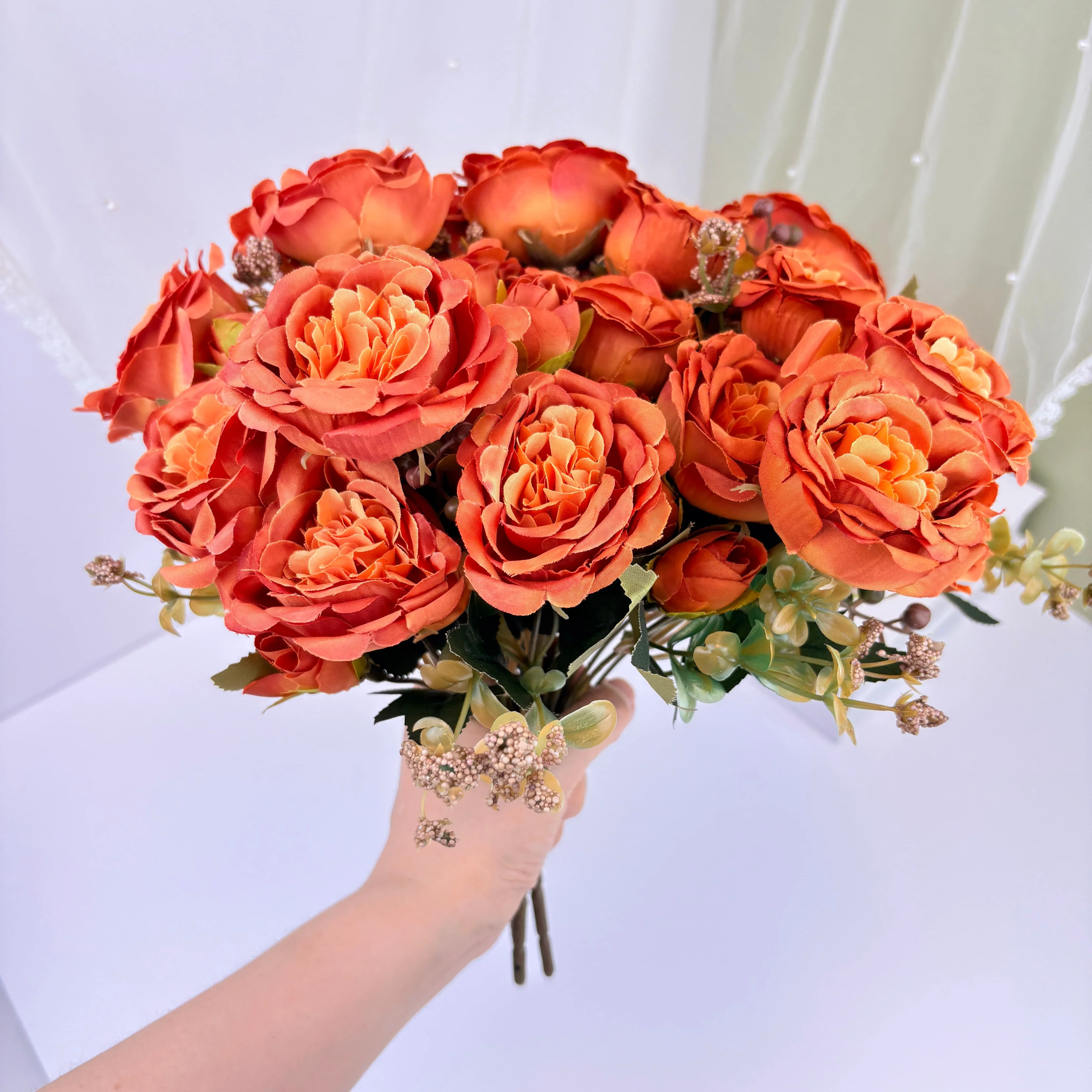Elegant Silk Peony Bouquet Fake Flowers for Wedding Bridal Shower Home Decor Artificial Floral Arrangement Table Centerpiece