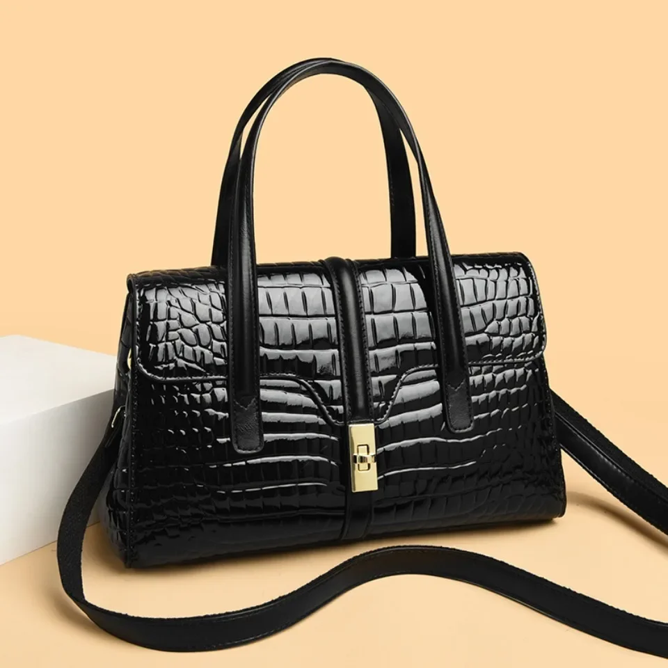 

New Luxury Shoulder Tote Bag Alligator Patent Leather Hand Bags for Women Designer Daily Commuting Handbags HIgh Quality Sac