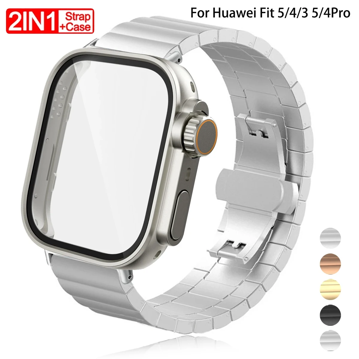 Change To Ultra Case+Stainless Steel Band For Huawei Watch Fit5/4 5/4Pro Protective Case with Strap For Huawei Watch Fit3