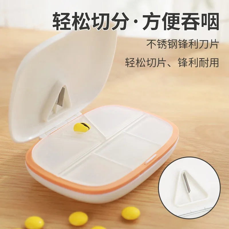 Travel Portable Pill Cases Splitters 5 Grids Mini Carry-on Storage Box  Medicine Cutter Sealed Compartment