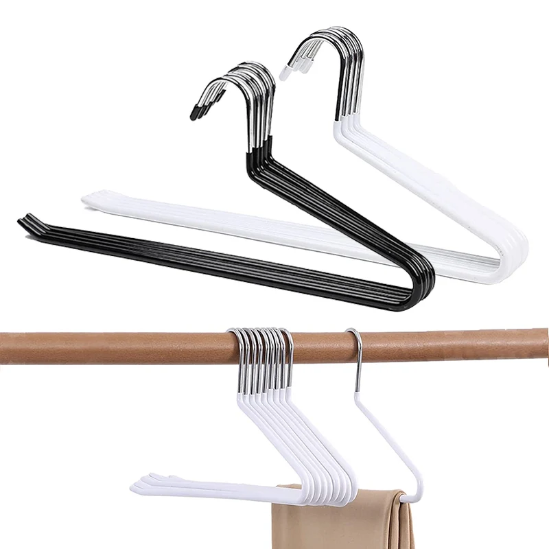 

5/10pcs Slack Pants Hangers Open Ended Design Durable Anti-Rust Metal Hangers Non Slip Space Saving Jeans Hanger for Pans Scarf