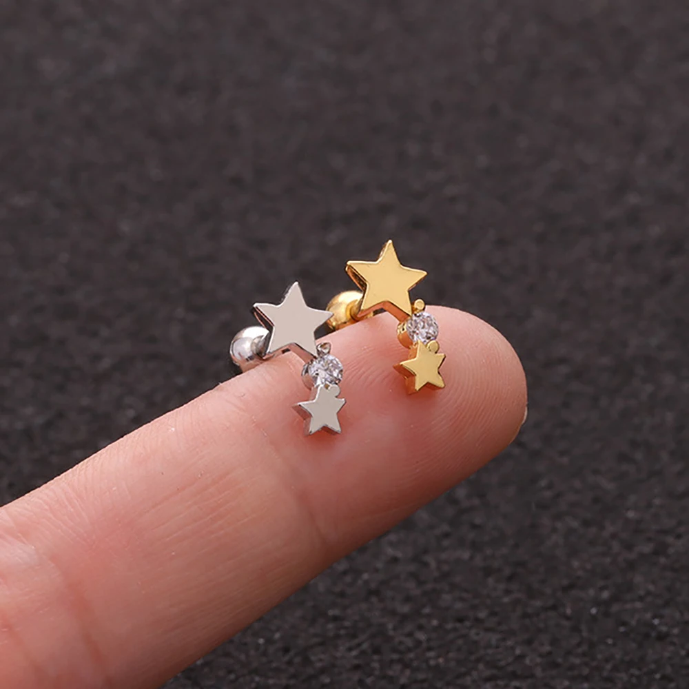 1Piece 99% Pure Titanium Medical Metal Stud Exquisite Heart Drop Flower Earring for Women Helix Cartilage Ear Piercing Jewelry