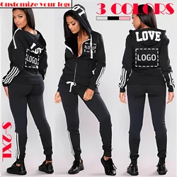 Customize Your Own 2024 Autumn Printed Sportswear Set, Full Zip Hoodie And Pants Casual Sports Set Winter 2-Piece Jogging Set