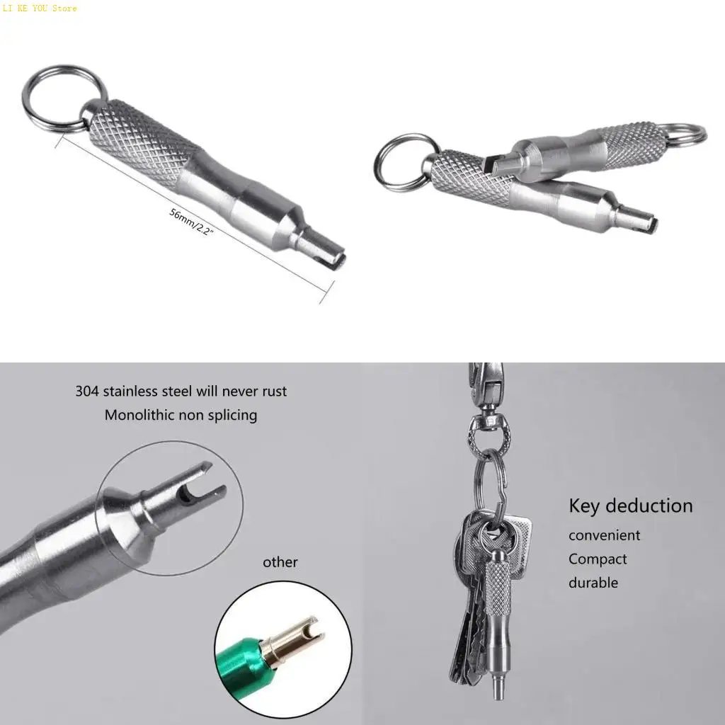 W3JE Tire Screwdriver for Car Motor Tyre Installation Repair Deflating Screw Driver Tool Stainless Keychain Design