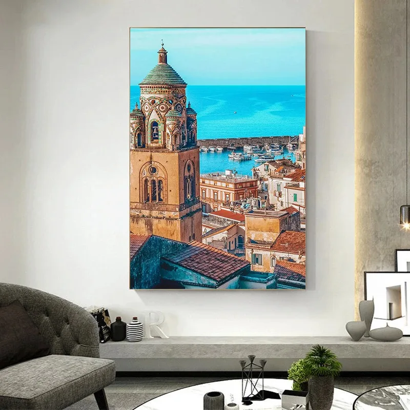 1pc frameless Canvas Painting Colorful Italian Cityscape Canvas Print Poster Venice Milan Florence Naples Street View Art Vibran