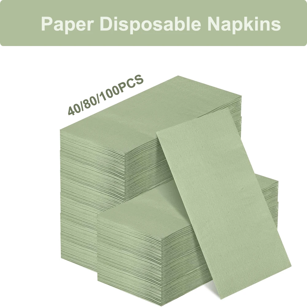 

40-100PCS 2-ply Sage Green Dinner Napkins Cocktail Napkins Soft Hand Towel For Wedding Birthday Party Baby Shower 13x15.75 Inch