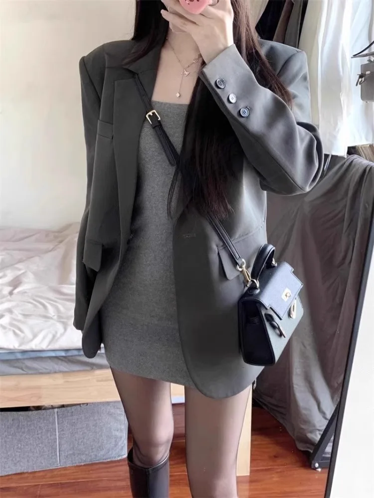 Blazer Oversize Women Women'S Summer Suit Age Reducing Off-Shoulder Vacation Cold Boyfriend Exquisitely