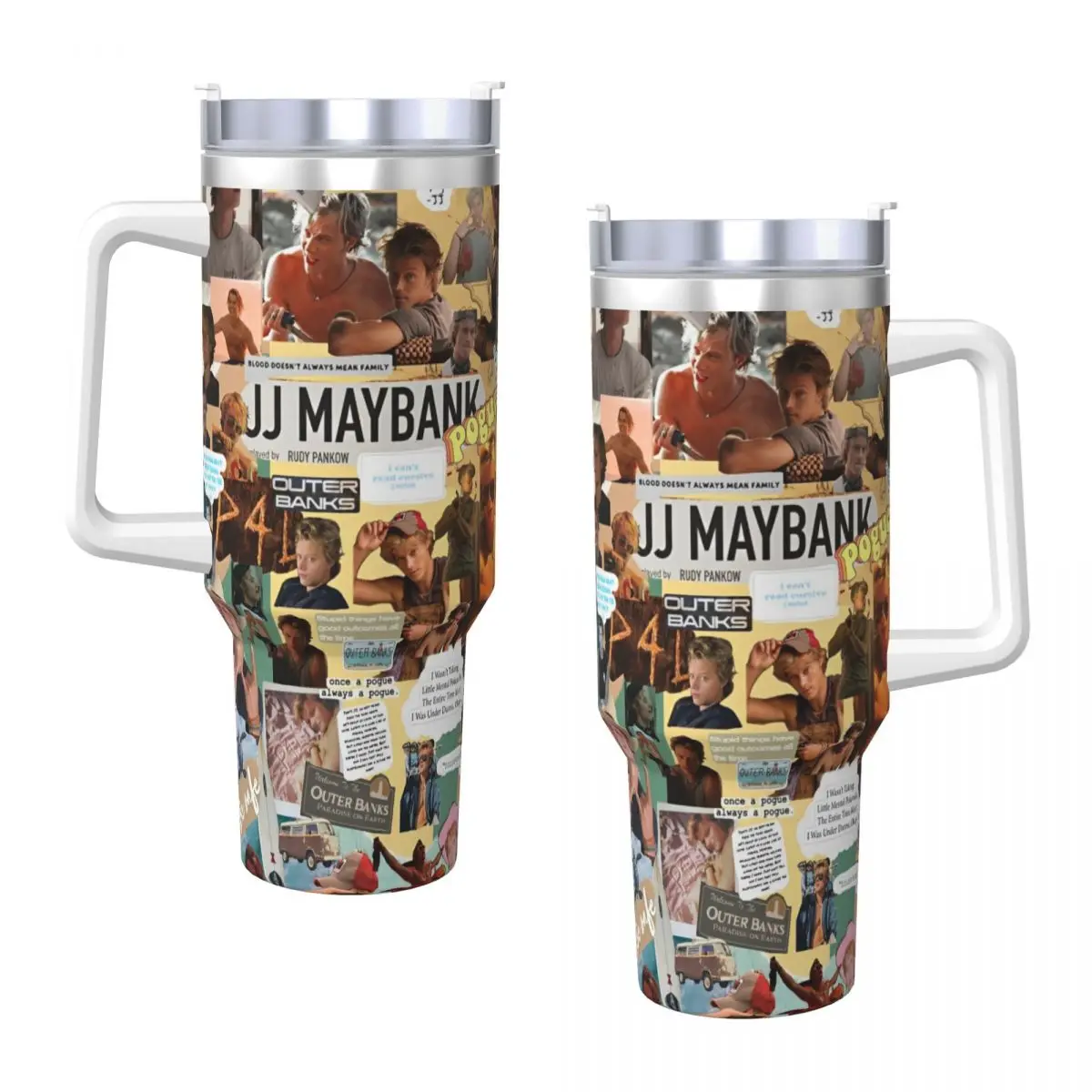 Stainless Steel Tumbler JJ Maybank - Rudy Pankow Car Mugs With Straws Camping Cold Drink Water Bottle Leakproof 40oz Thermal Mug