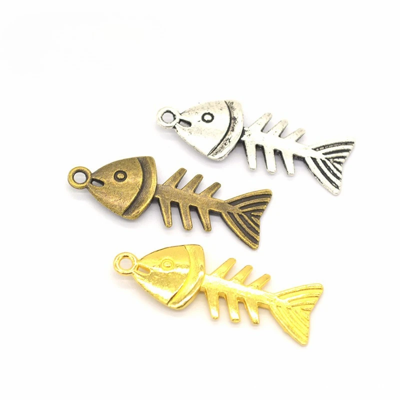 

Right Road New High-end Designed 50 Pcs/pack Electroplated Alloy Fish Bone Pendant DIY Jewelry Accessories Wholesale
