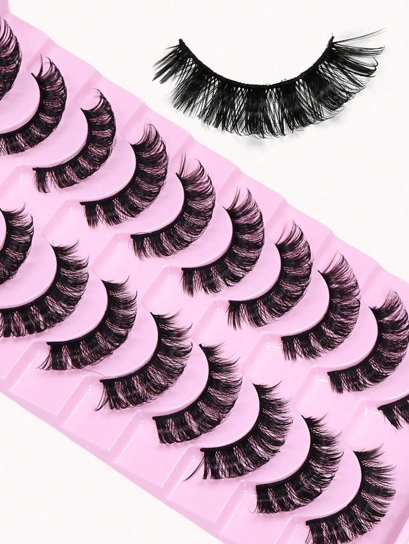 10 Paar flauschige, dicke, künstliche Wimpern, D-Curl, voluminöse Wimpern, natürlicher Look, wiederverwendbar, weiches Augen-Make-up für Frauen – Detail 2