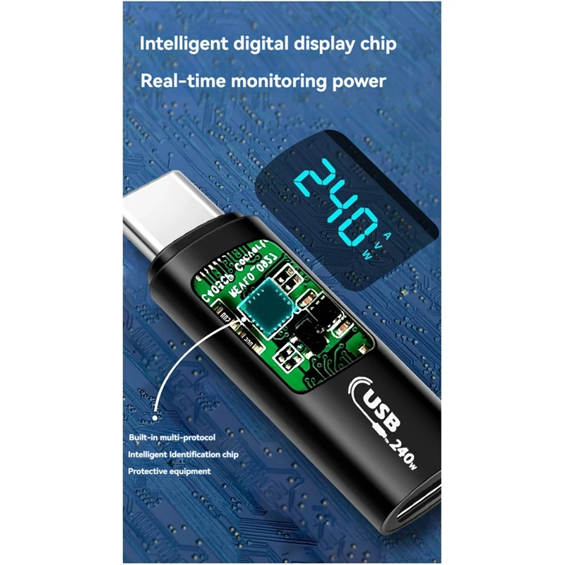 USB 2.0 Display OTG Adapter 240W Digital Display Type-C Adapter OTG High Speed 40Gbps Fast Charging Adapter