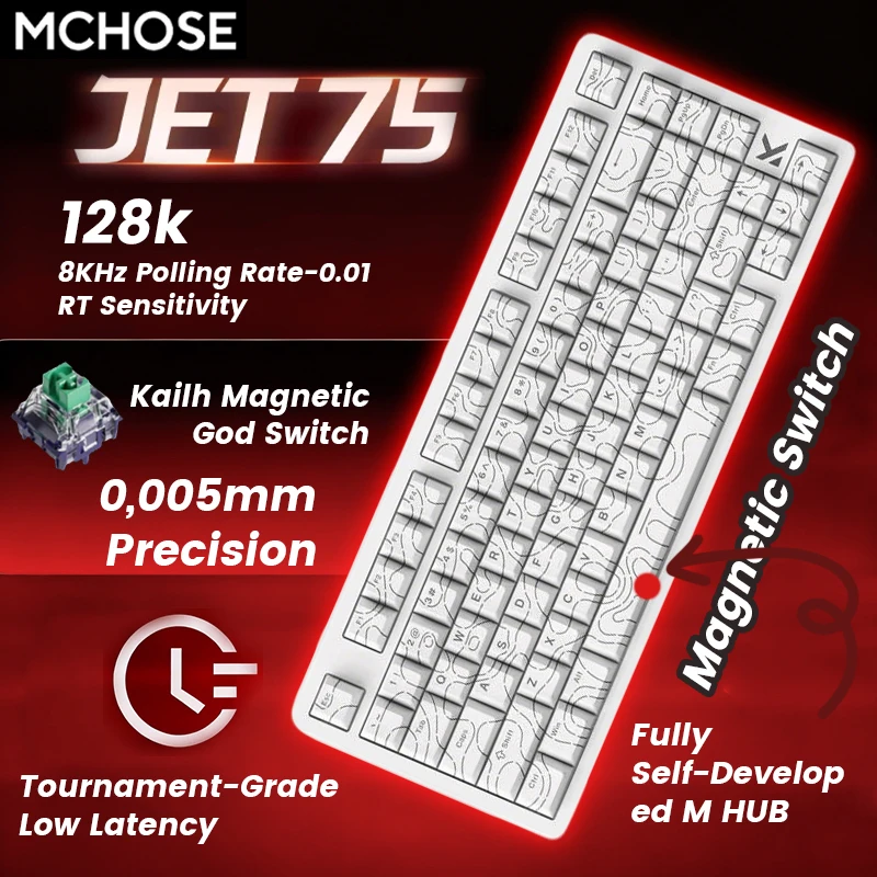 

MCHOSE Jet 75 Magnetic Switch Gaming Keyboard Hall Effect Hot-Swappable Customized RGB Snap Tap 0.1ms Latency 8kHz Polling Rate