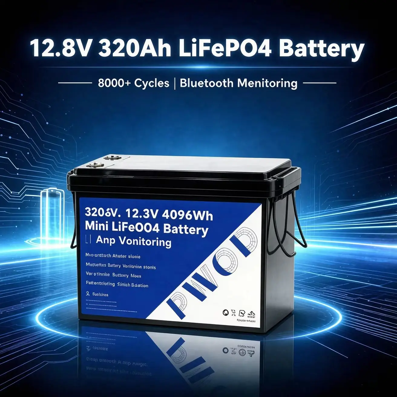 12V Lifepo4 320Ah Battery With 4S 200A Smart BMS 8000+ Cycles Brand New Lithium Iron Phosphate Cell Pack APP Monitoring Grade A Rechargeable LFP Batteries DIY 12V 24V For RV Marine Yacht Outdoor Trolling Motors Camping Fast Shipping to the United States