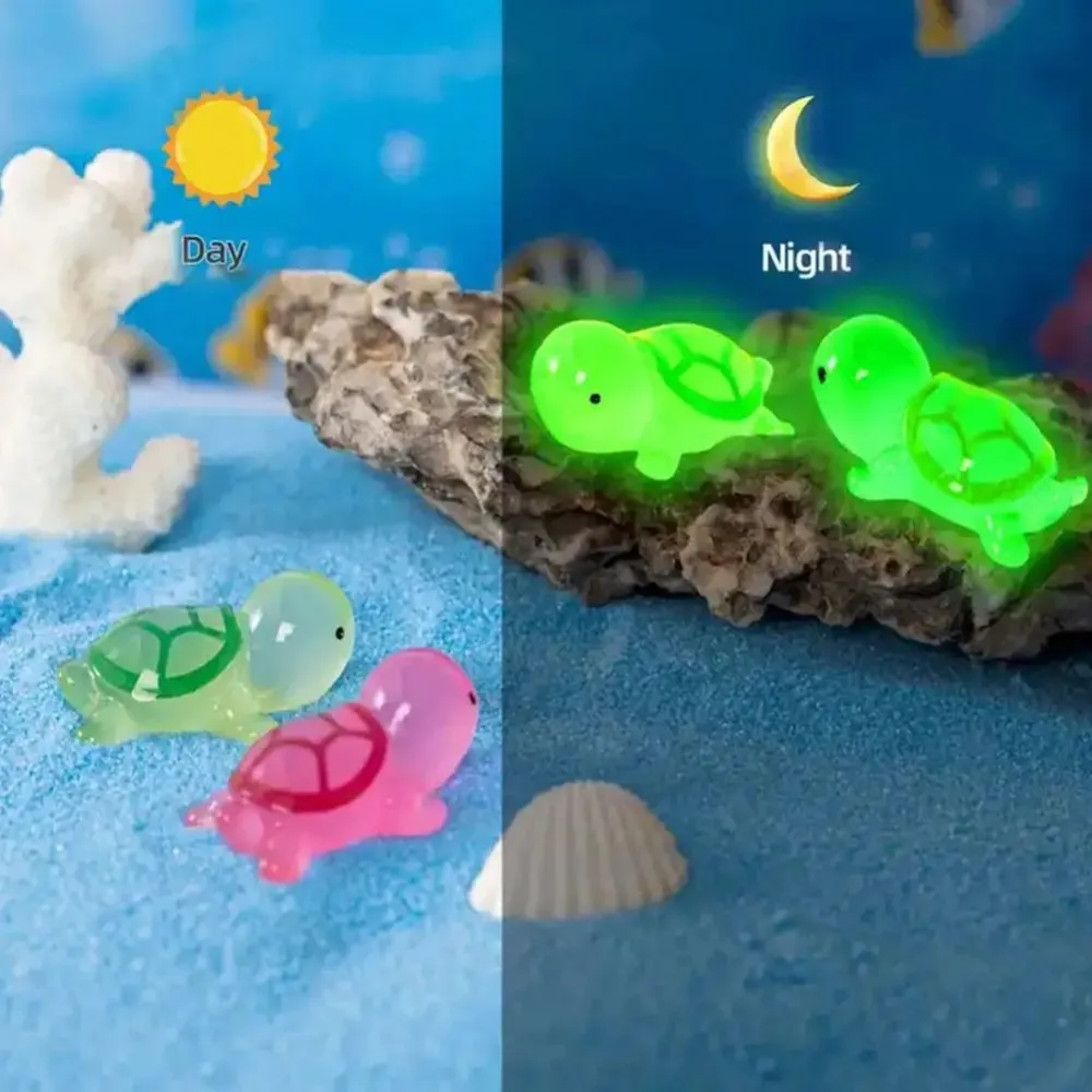 1Pcs Mini Luminous Turtle Home Decor Micro Landscaping Resin Craft Small Fish Tank Turtle Garden Miniatures Ornaments Decoration