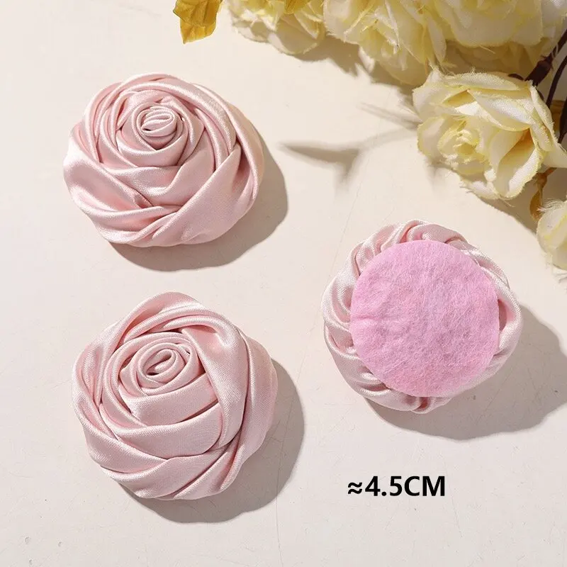 Vintage Pink Satin Fabric Rose Button for DIY Sewing Jewelry Accessories 4pcs Wholesale Flora Wedding Ornament Bulk Supplier