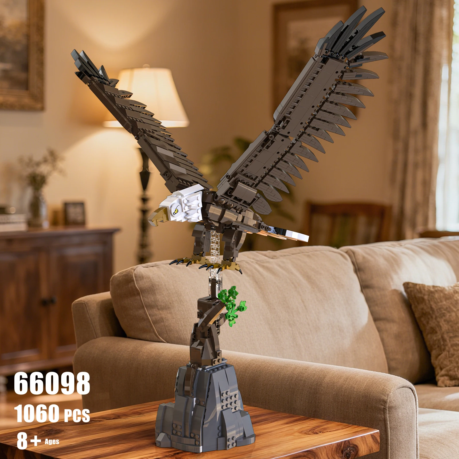 1060PCS Bald Eagle Building Blocks Soaring Eagle Animal Model Bricks Creative Desktop Ornaments Kids DIY Toy Holiday Gifts