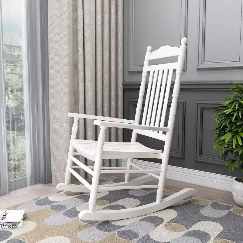 Solid Wood Retro Rocking Chair for Balcony Living Room Recliner with Backrest Leisure Home Furniture Comfortable Seat Design
