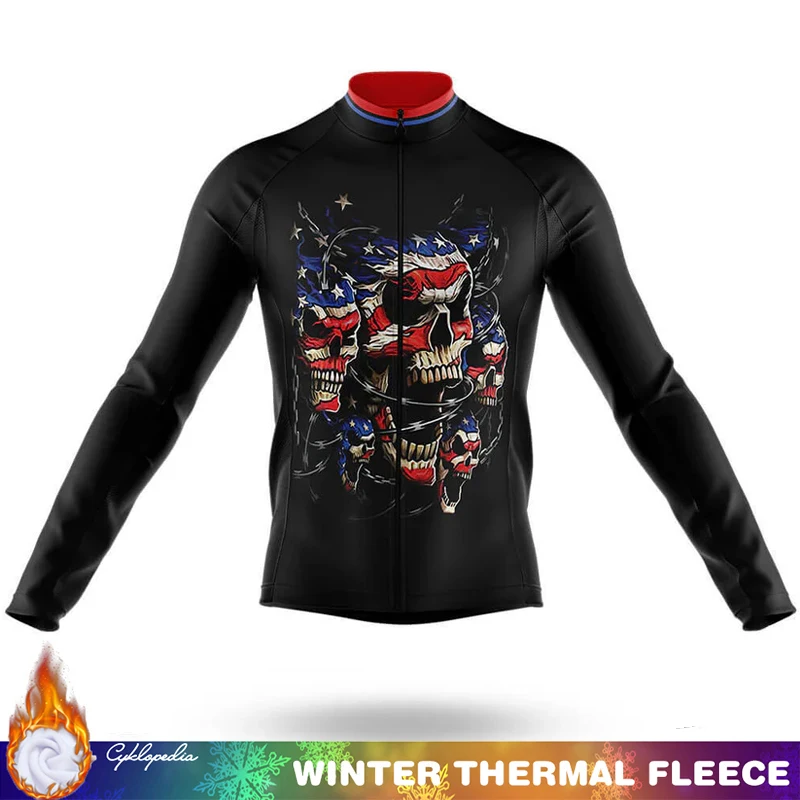 

SKULL Winter Thermal Fleece Cycling Clothing Men's Jersey Man Maillot Mountain Bikes Outfit Ciclismo Hombre Mens Biking Clothes