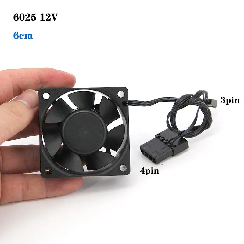 Cooling Fan small 3pin big 4pin 6cm 60*60*25 6025 DC 12v Brushless PC 6cm PC Fans For Computer Case CPU Cooler Radiator