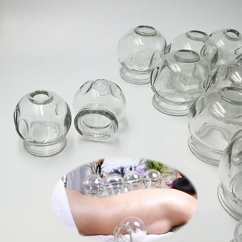 8/12pcs Thick Glass Cupping  Beauty Cans Chinese Traditional Healthcare Cupping Body Points Massage GuaSha Therapy gift fire rod