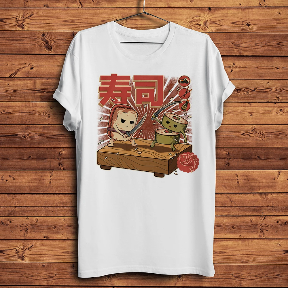 Super sushi ninja Zushi warrior Salmon Nigiri Funny TShirt Men Short Sleeve Casual T shirt Unisex Streetware Homme O-neck Tee