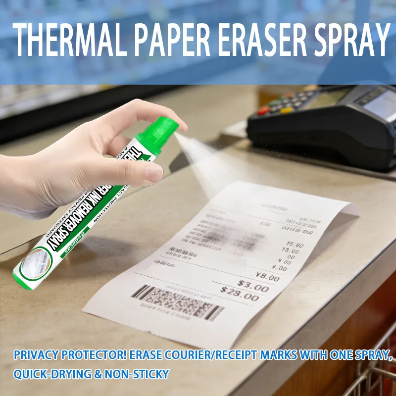 Thermal Paper Ink Remover Spray, privacy protection, convenient nozzle, easy operation, effective for shipping labels & bills