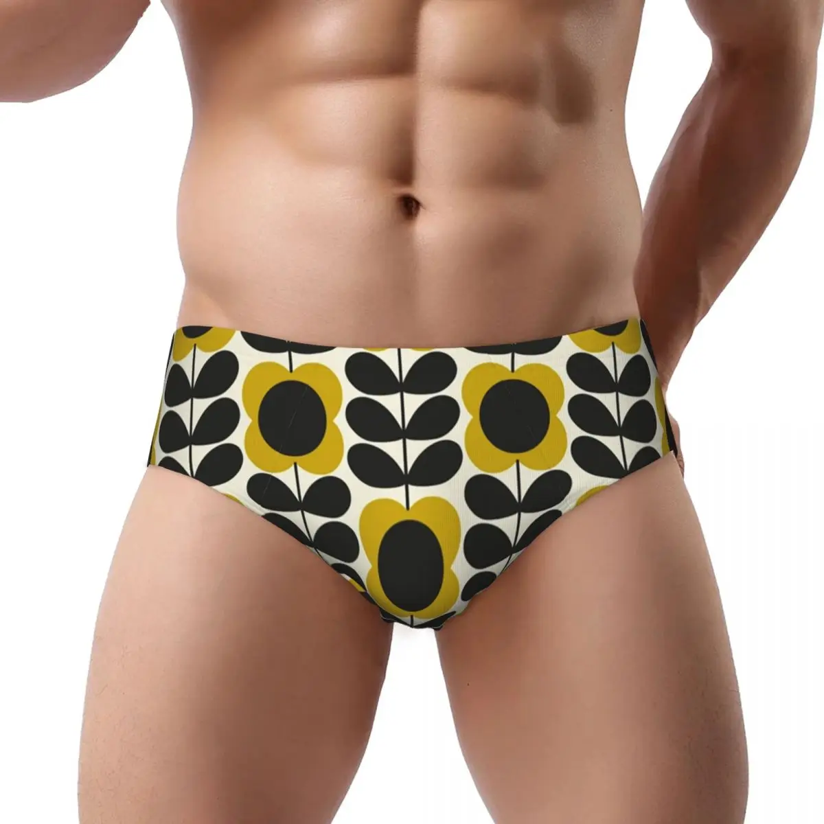 Custom Orla Kiely Summer Flower Stem Brief Panties Women's Breathable Stretch Scandinavian Geometric Underwear