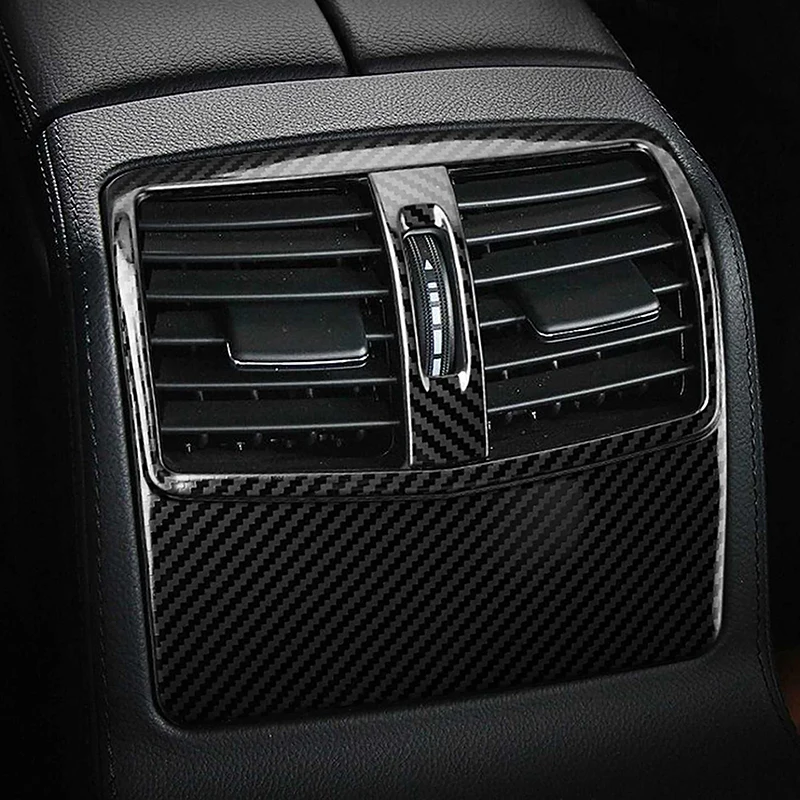 ألياف الكربون اللون سيارة الخلفي تكييف الهواء تنفيس الإطار الديكور غطاء الكسوة الفولاذ المقاوم للصدأ لمرسيدس بنز CLS W218 2012-2017 #1