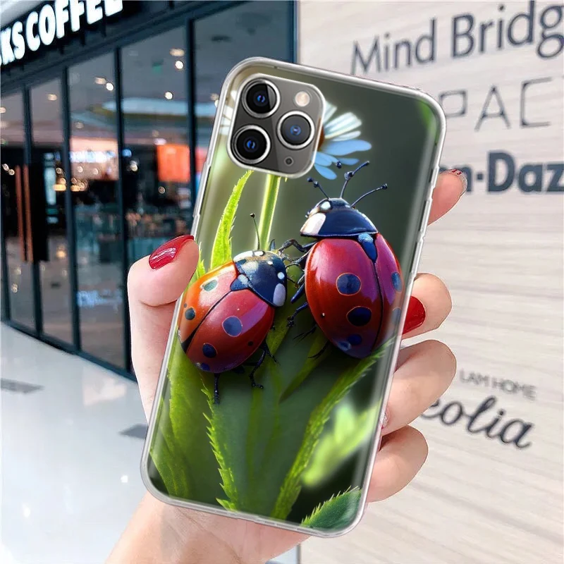 Insect Seven-Star ladybug Soft Phone Case for iPhone 16 15 14 Plus 13 12 Mini 11 Pro Max 7 + Apple XS X SE 2020 8 Cover Shell fo