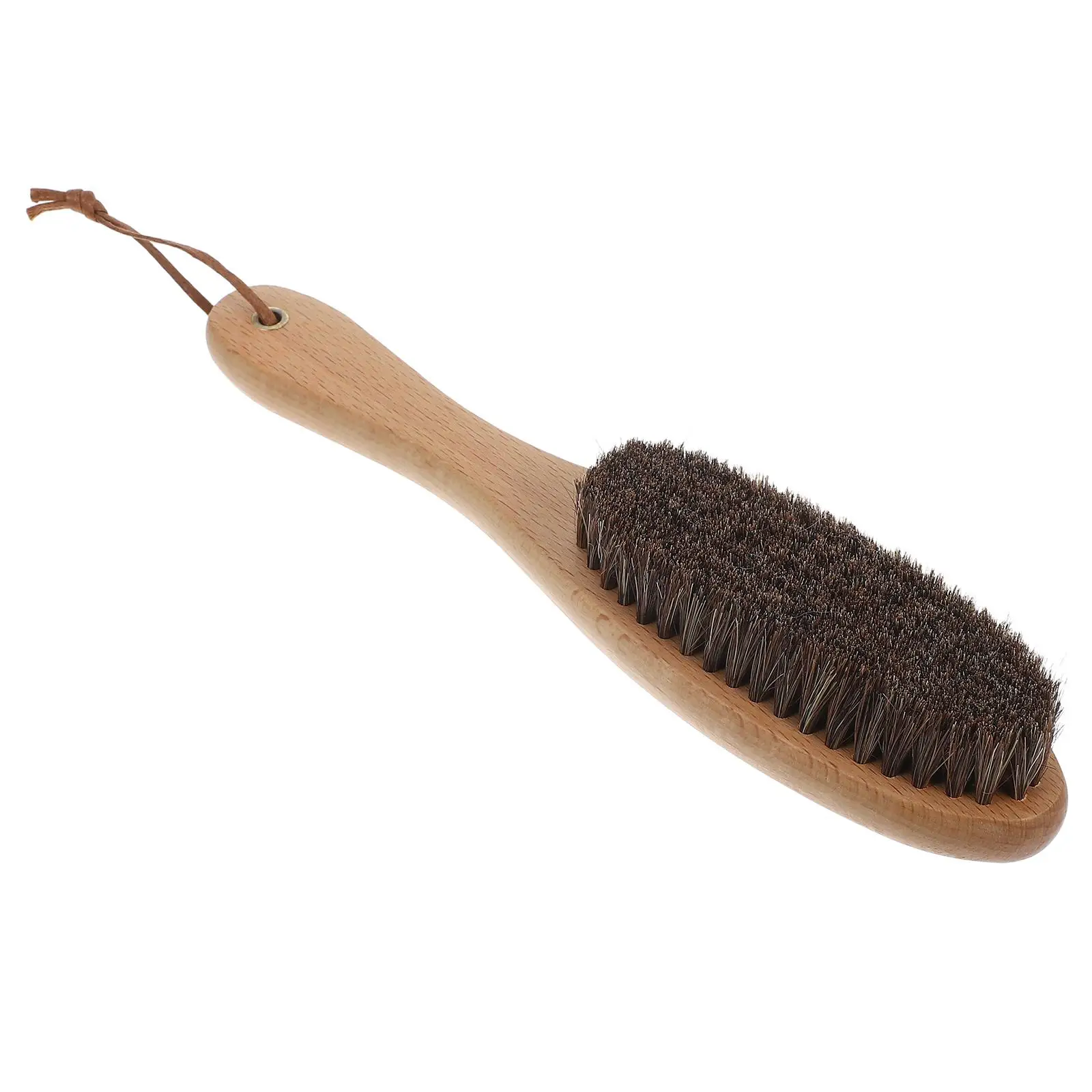 Wooden Handle Horsehair Horse Grooming Brush Soft Bristles Brush for Gentle Dust Removal Horse Body Cleaning Accessor