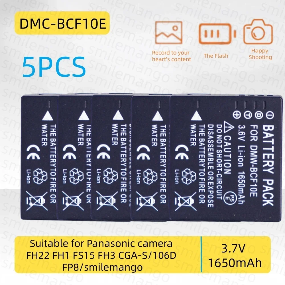 1-10PCS DMC-BCF10E Camera Battery 3.6V 1650mAh Rechargeable Suitable for Panasonic Camera FH22 FH1 FS15 FH3 CGA-S/106D FP8