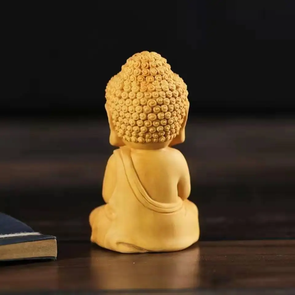 Miniature Woodcarving Interior accessories Baby Buddha Chinese Style Handle Buddhist Belief Crafts  Buddhist supplies Home Decor