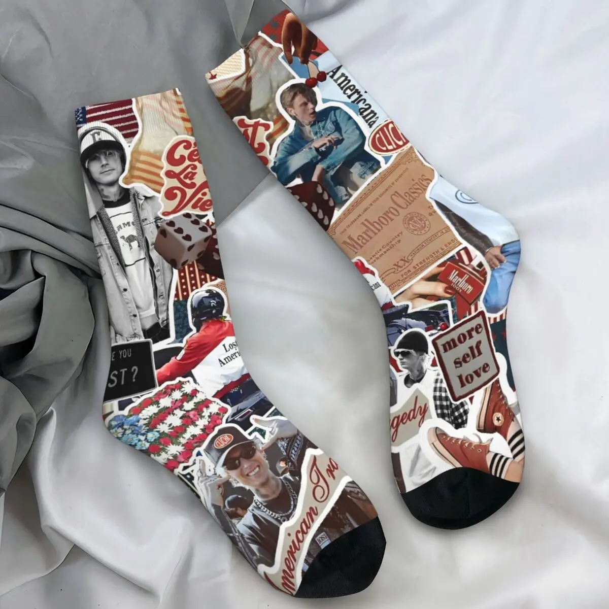 MGK Machine Gun Kelly Rapper Socks Gothic Stockings Women Men High Quality Skateboard Socks Winter Design Non Skid Socks