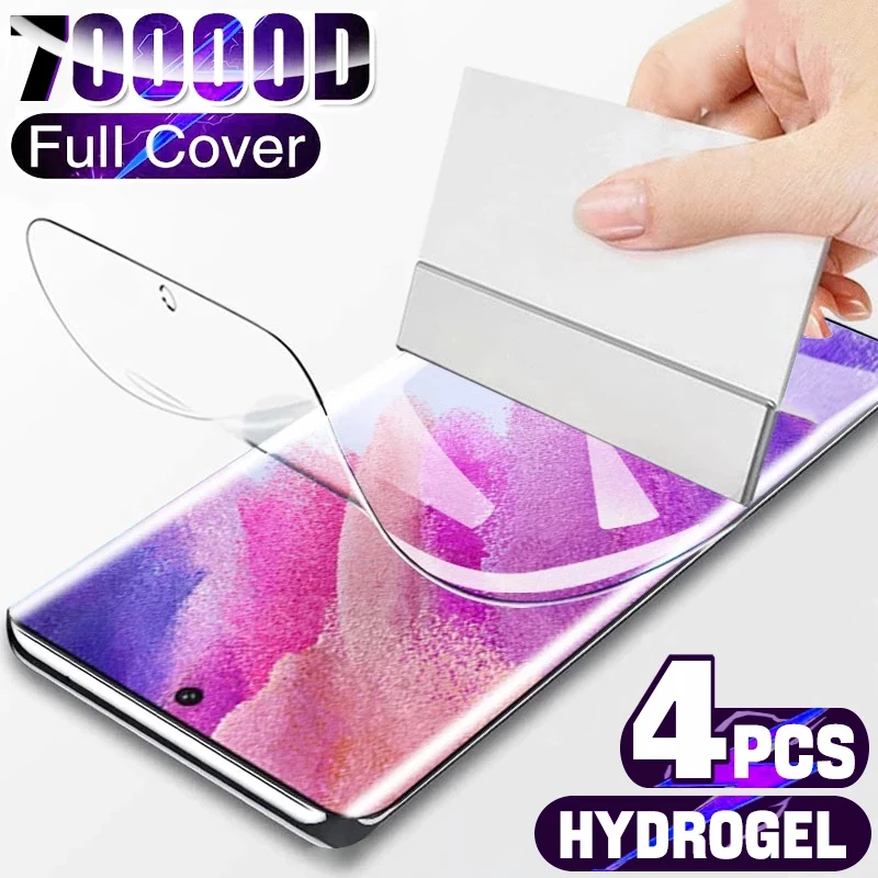 4 piezas de película de hidrogel de cobertura completa para Samsung Galaxy S23 S10 S20 S21 S22 S24 S25 Ultra Plus FE A14 A23 A34 A54, protector de pantalla