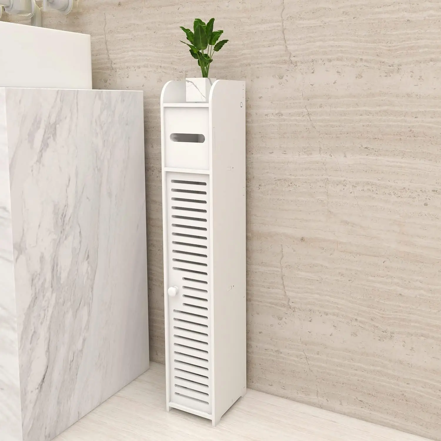 Bathroom Storage Cabinet Multi-purpose Living Room Floor Cabinet Furniture Cabinets for Small Space Toilet Paper Holder Storage