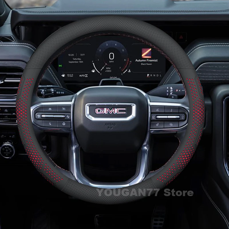 

Leather Car Steering Wheel Cover For GMC Sierra EV 2014-2025 Auto Steering Wheel GMC Sierra Accessories