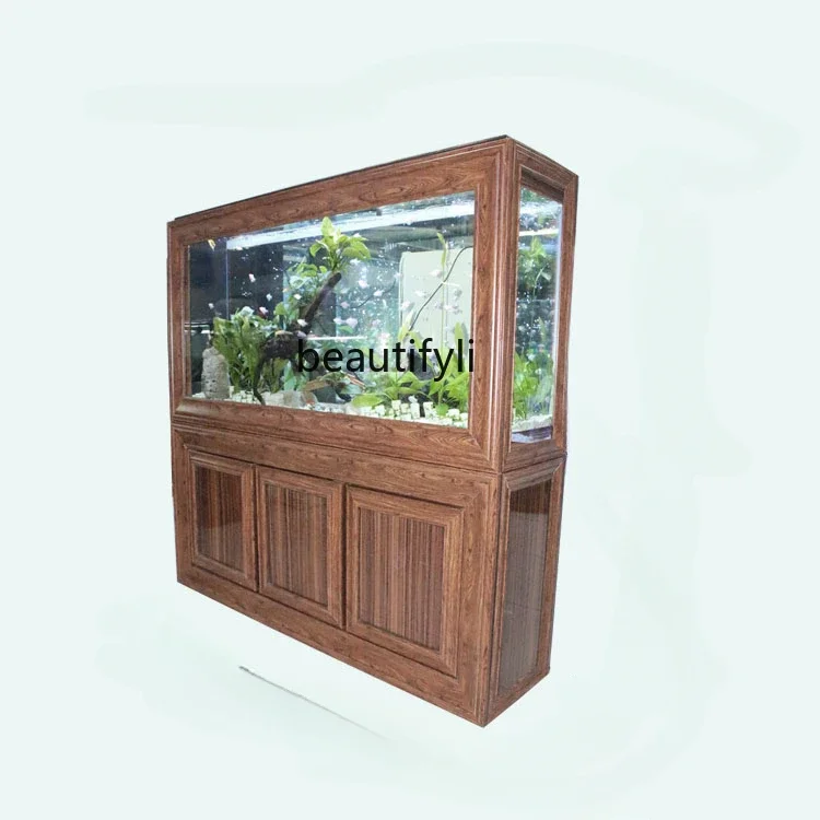 Chinese Fish Tank Large Living Room Aquarium Ecological Change Water Partition Screens Retro Domestic Fish Tank