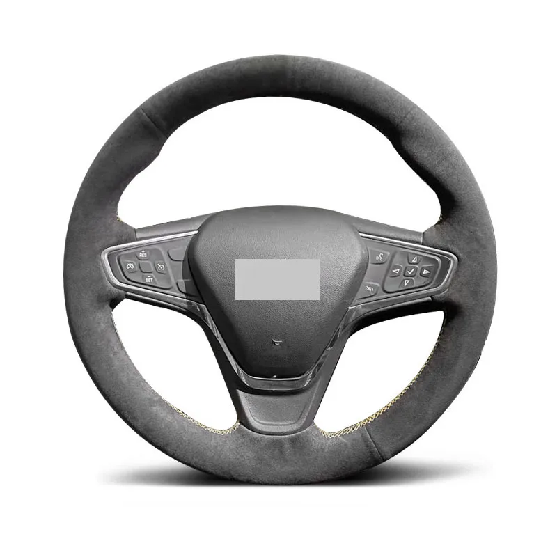 Genuine Leather Suede Steering Wheel Cover Yellow Thread Car Accessories Specifically for Chevrolet Malibu Equinox BOLT-EV VOLT