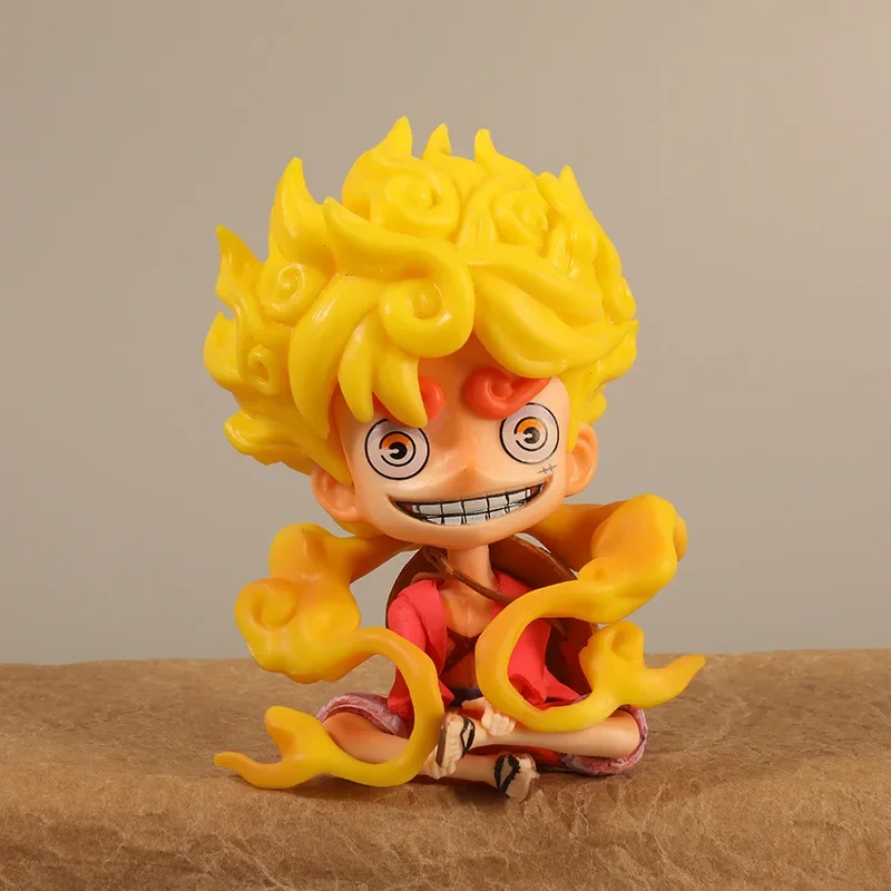 One Piece Gk Q Version Cartoon Anime Figure Monkey D. Luffy Sitting Position Doll Ornaments Desktop Model Statue Toy Gift To Kid