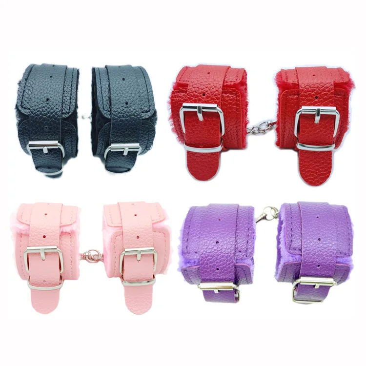 Handcuffs PU Leather Restraints Bondage Cuffs Roleplay Tools Sex Toys for Couples Game 4 Colors