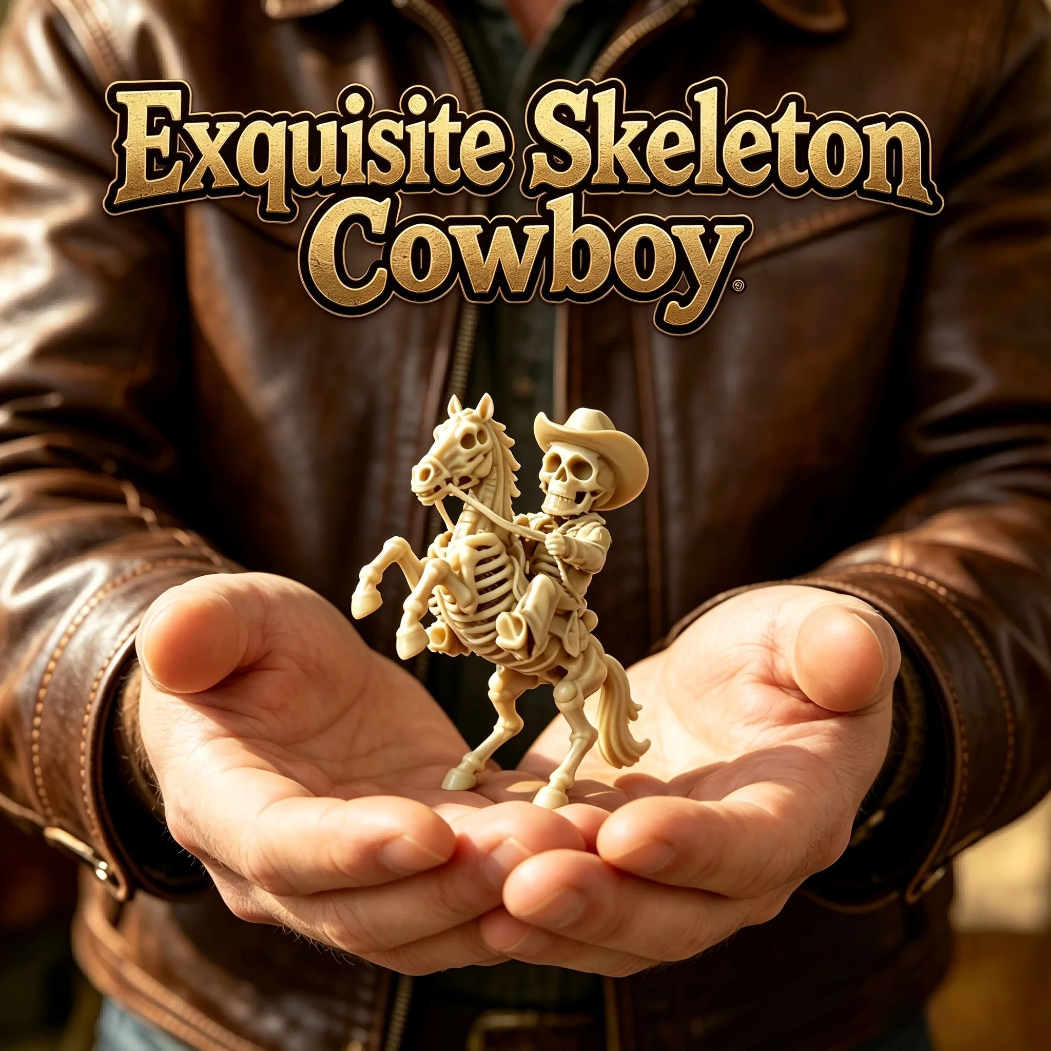 Retro Western Skeleton Cowboy Rider Statue 3D Printing Wild West Horse Skull Mini Figurine Tabletop Ornaments for Bar Desk Decor