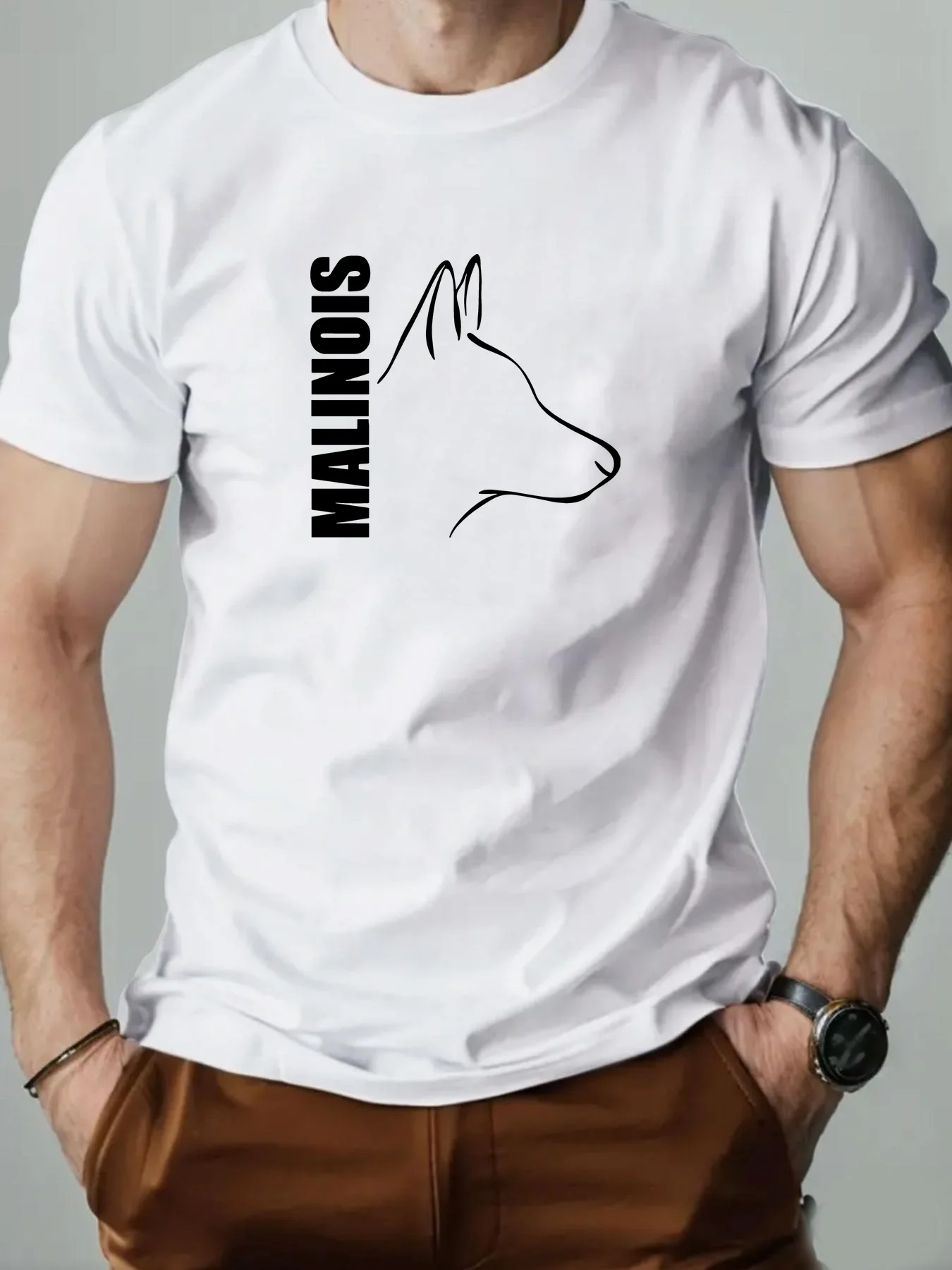 Malinois Belgian Shepherd Dog Print Men Women T-shirt Minimalist Dog Breed Graphic Cotton Short Sleeve Tee Casual Tops