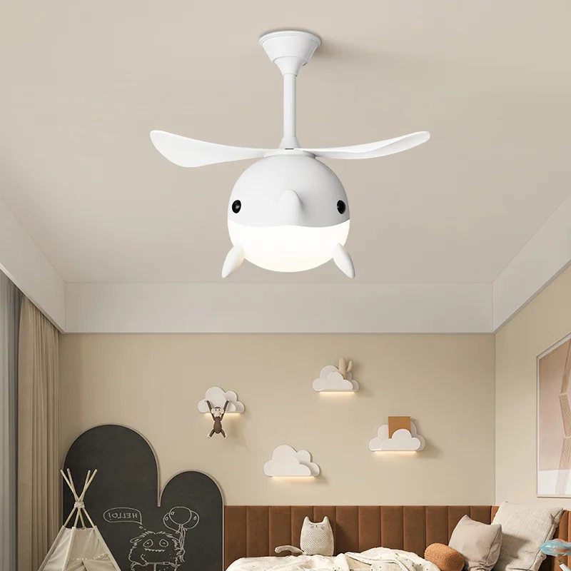 

Креативный детский потолочный вентилятор-светильник LED для спальни мальчиков и девочек, в скандинавском стиле, с мультяшными животными, американский потолочный вентилятор