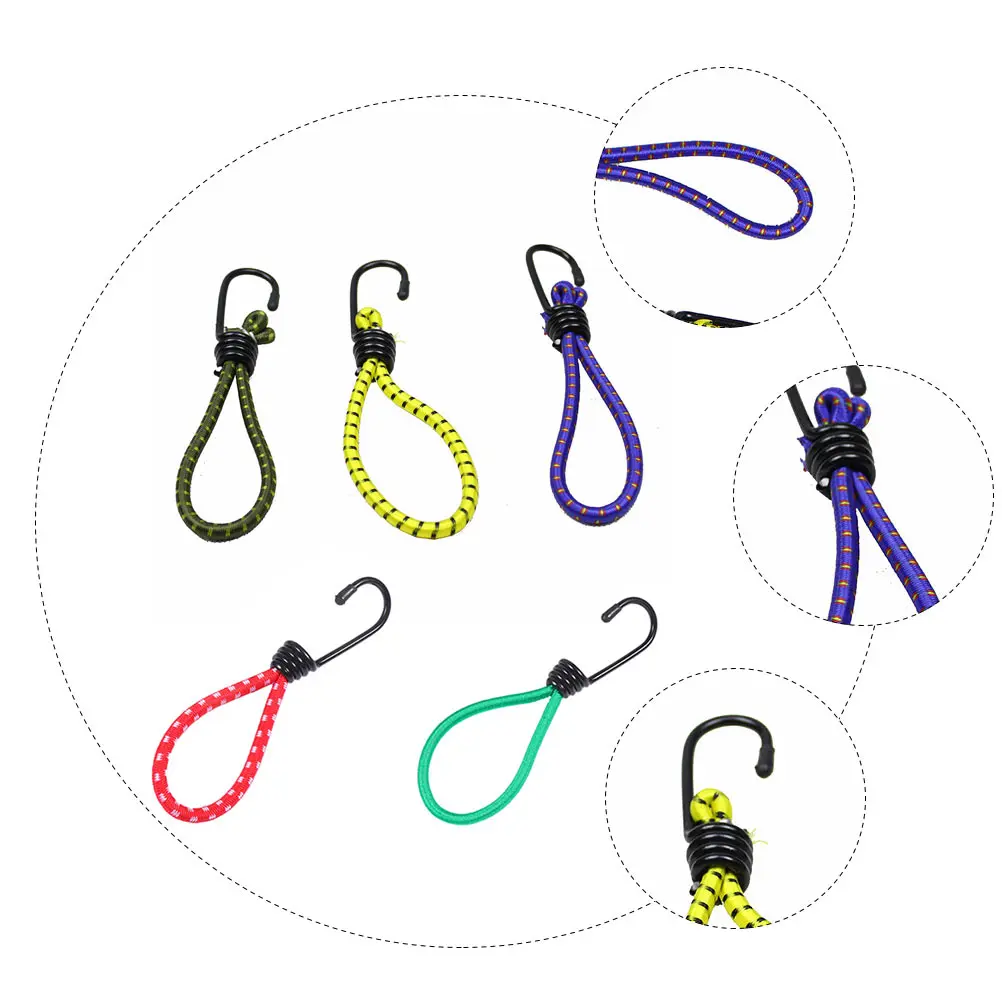 

5pcs Outdoor Rope Durable Elastic Camping Accessory Fixed Buckle Tensioner Nylon Bungee Elastic Rope Buckle Cord Hook Strap
