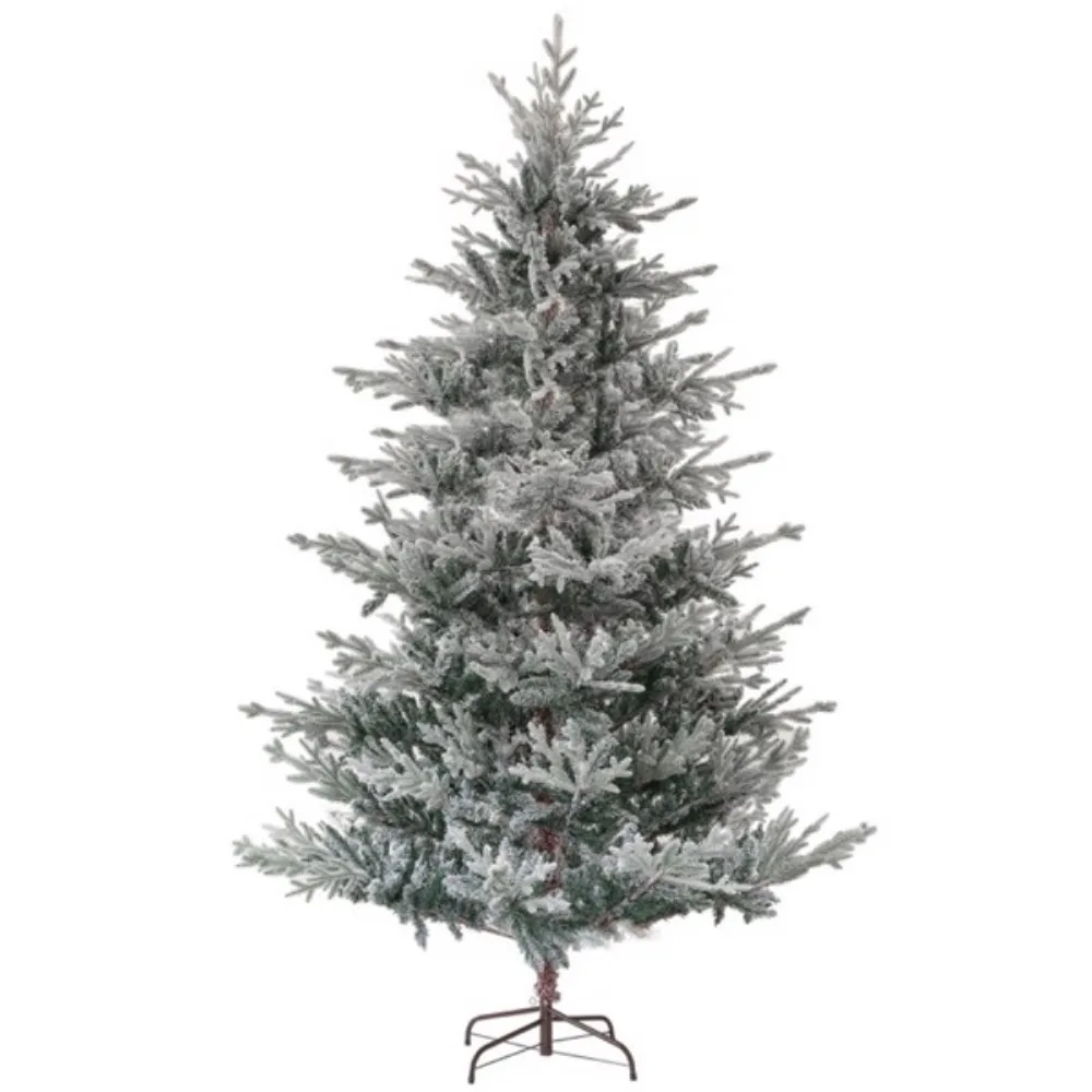 

The wide Nordic pine shape mimics real trees, and the snow-capped branches give the atmosphere of a winter wonderland