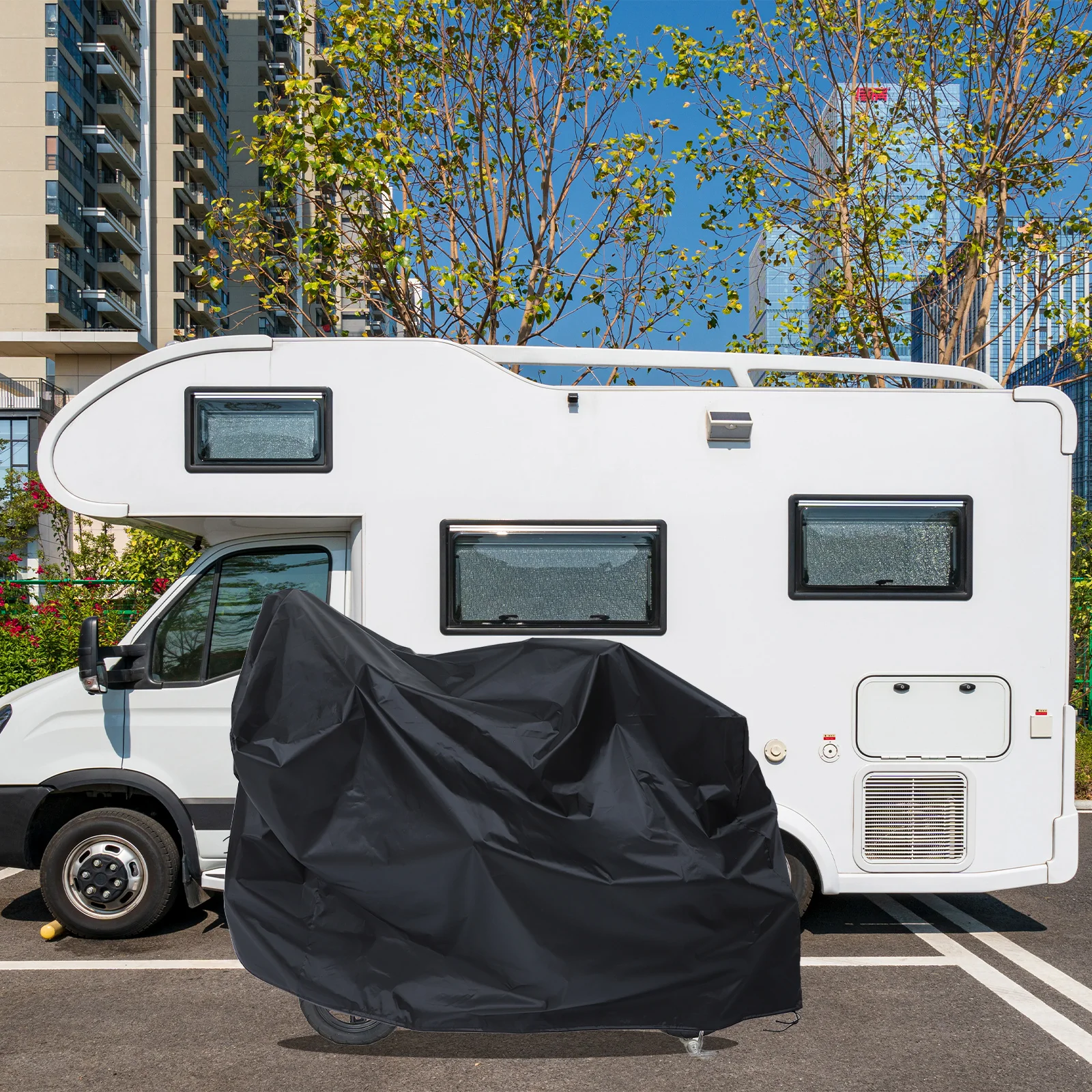 

1 pc Electric Small Car Black Lightweight Foldable Waterproof Uv Resistant Outdoor Indoor Use Durable Scooter Cover