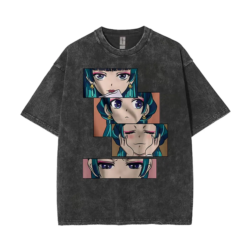 

Cute Anime The Apothecary Diaries Washed T-shirts Men Women Harajuku Cartoon Cosplay T Shirts Vintage Casual 100% Cotton T Shirt