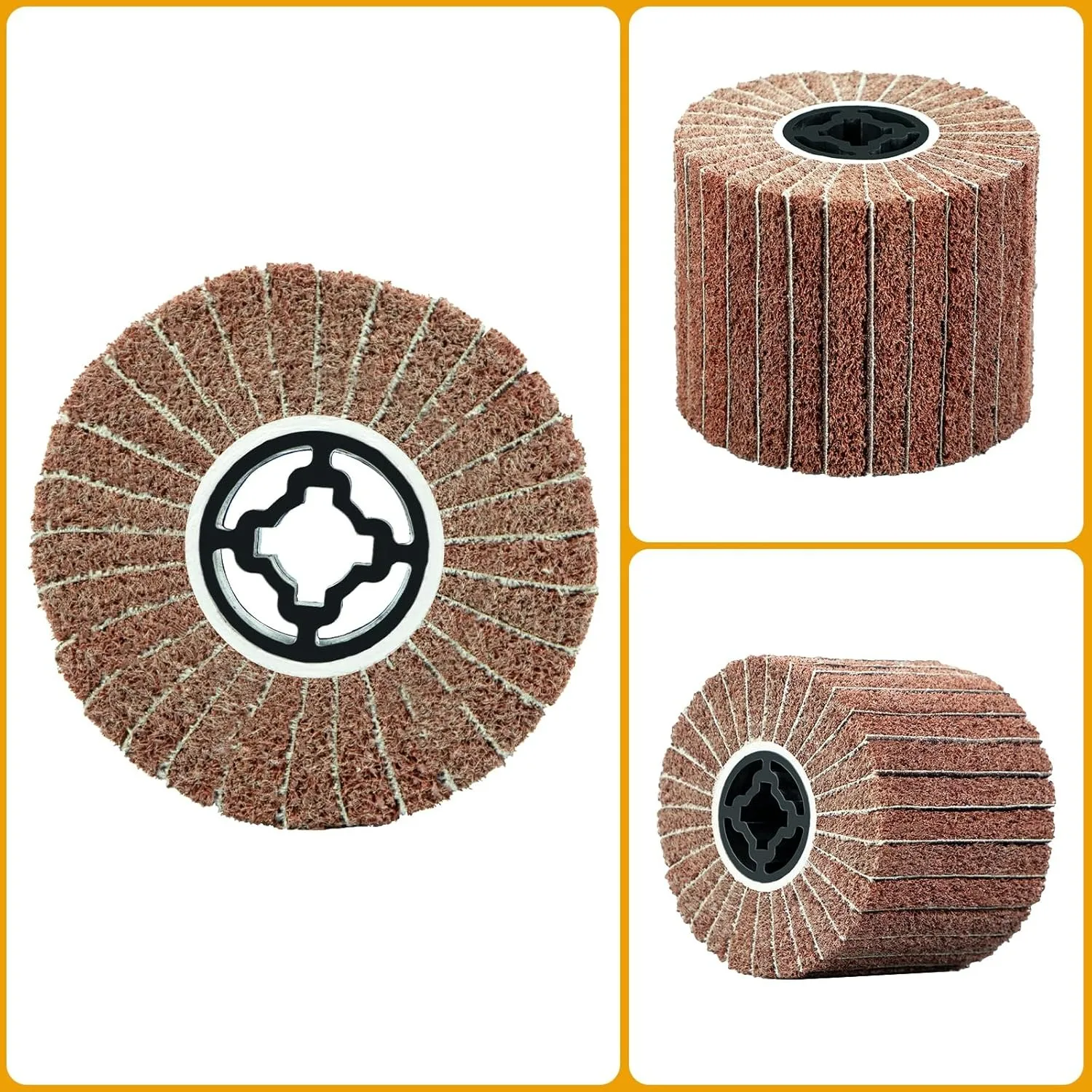 

Spinning and wiring abrasive wire drawing polishing wheel flip steel wire brush drum surface conditioning tool for metal surface