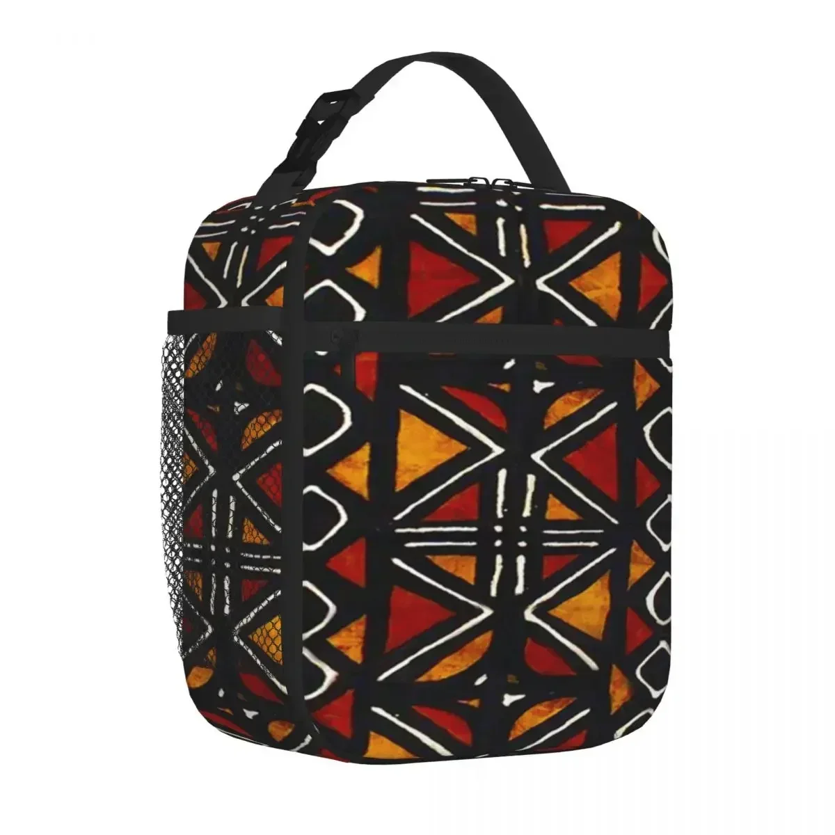 African Bogolan Mudcloth Pattern Insulated Lunch Bags Picnic Bags Thermal Lunch Box Lunch Tote for Woman Work Children School